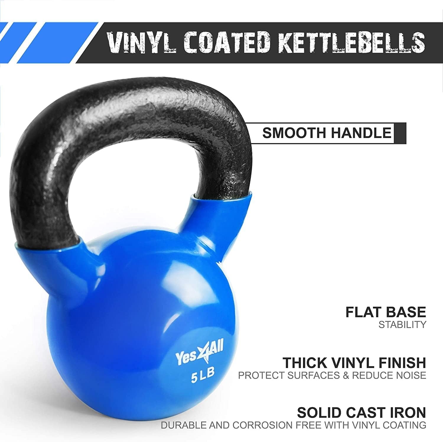 Combo Kettlebells Vinyl Coated Weight Sets Great for Full Body Workout Equipment Push Up, Grip Strength and Strength Training, Dumbbell Weights Exercises