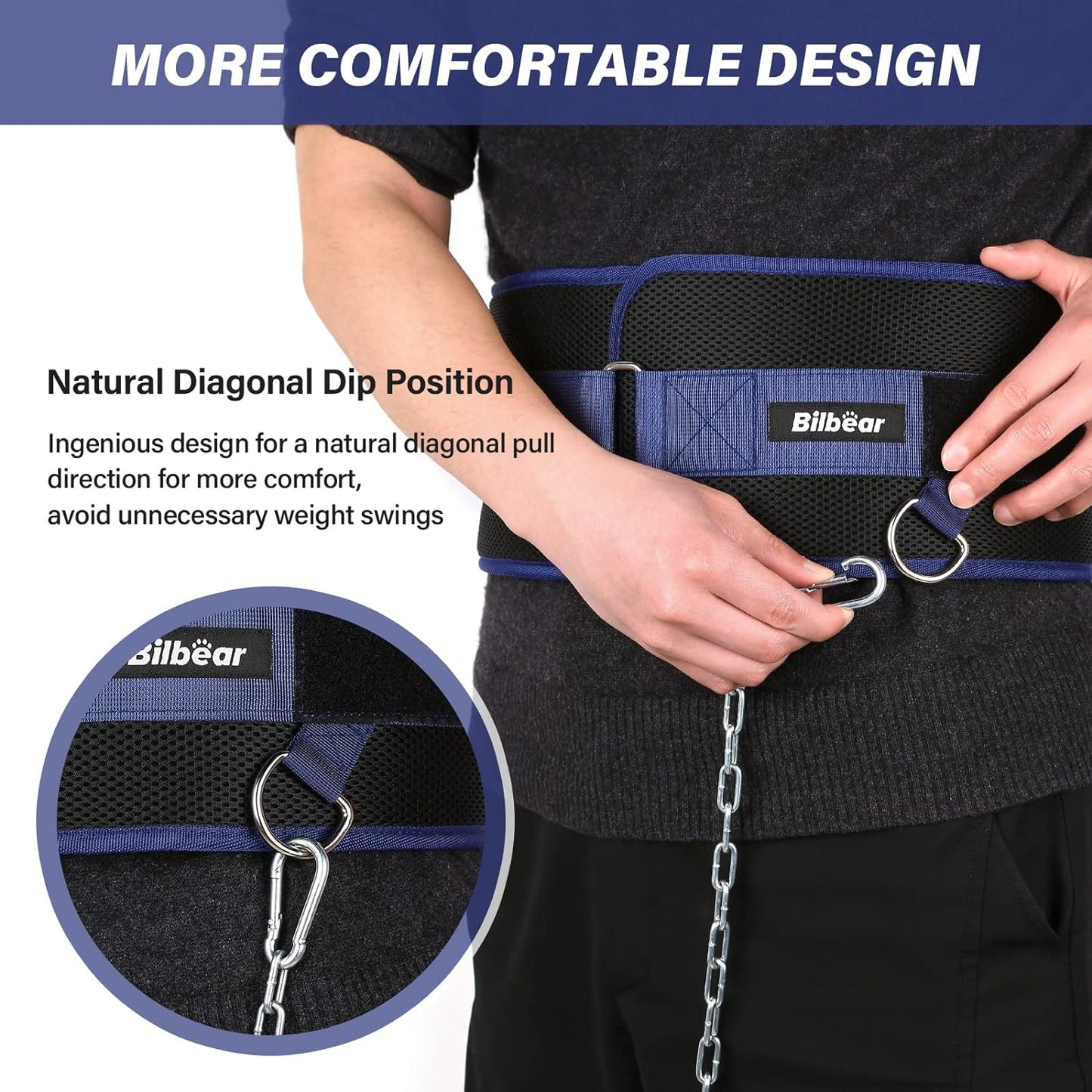 Dip Belt for Weightlifting,Weight Lifting Belt with 39 Inch Strap for Pulls Up, Adjustable 43 Inch Fitness Weight Lifting Strap ,With 45-Angle Rings&2 Snap Hooks, for Gym Bodybuilding,Dips,Squats