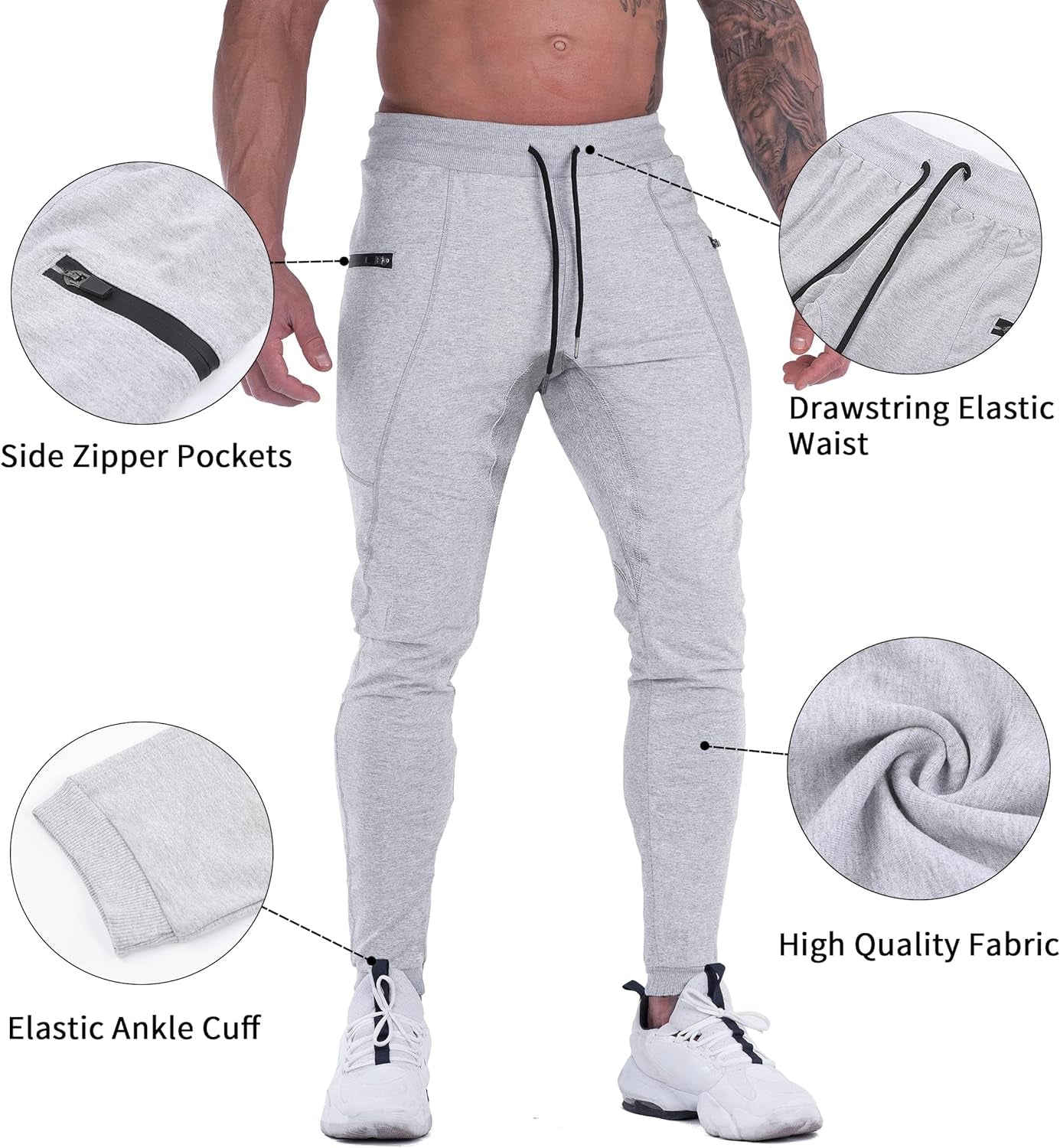 Mens Slim Joggers Tapered Sweatpants Gym Workout Pants for Running Athletic Casual