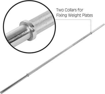 5FT Olympic Barbell Bar, Barbell Weight Set for Weightlifting and Power Lifting,Strength Training Workout Equipment with Two Spring Collars for Home Gym Fitness Powerlifting (A-Silver-5Ft)