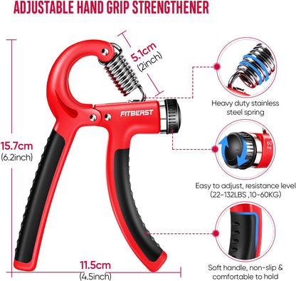 Grip Strengthener Forearm Strengthener Hand Grips Strengthener Kit - 5 Pack Adjustable Resistance