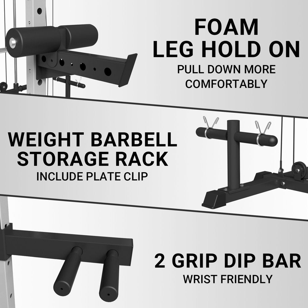 Smith Machine Home Gym, 2000LBS Squat Rack with Cable Crossover System, Multi-Function Workout Machine for Home Gym(2023 Version)