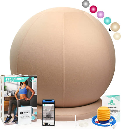 Probalanceω Ball Chair, Yoga Ball Chair Exercise Ball Chair with Slipcover and Base for Home Office Desk, Birthing & Pregnancy, Stability Ball & Balance Ball Seat to Relieve Back Pain, Multiple Color Size