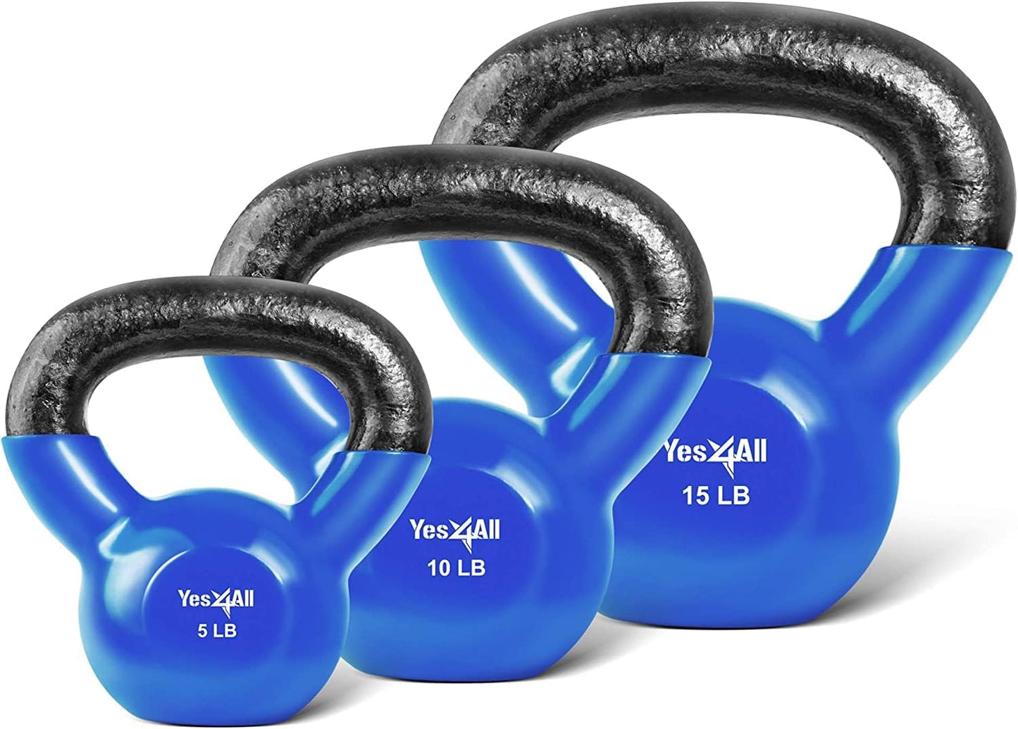 Combo Kettlebells Vinyl Coated Weight Sets Great for Full Body Workout Equipment Push Up, Grip Strength and Strength Training, Dumbbell Weights Exercises