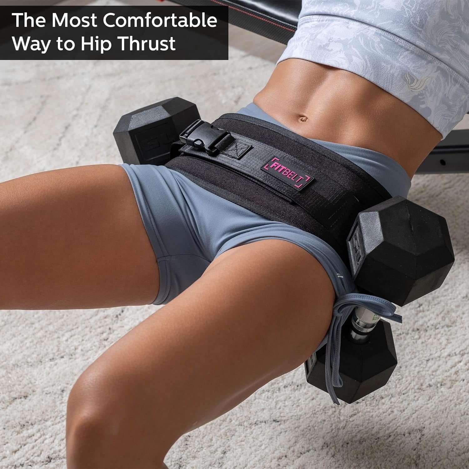 Exercise Hip Thrust Belt - Glute Trainer for Home Workouts with Extra Padding - Fully Adjustable Hip Thrust Belt for Dumbbells - Booty Builder, Glute Workout Equipment