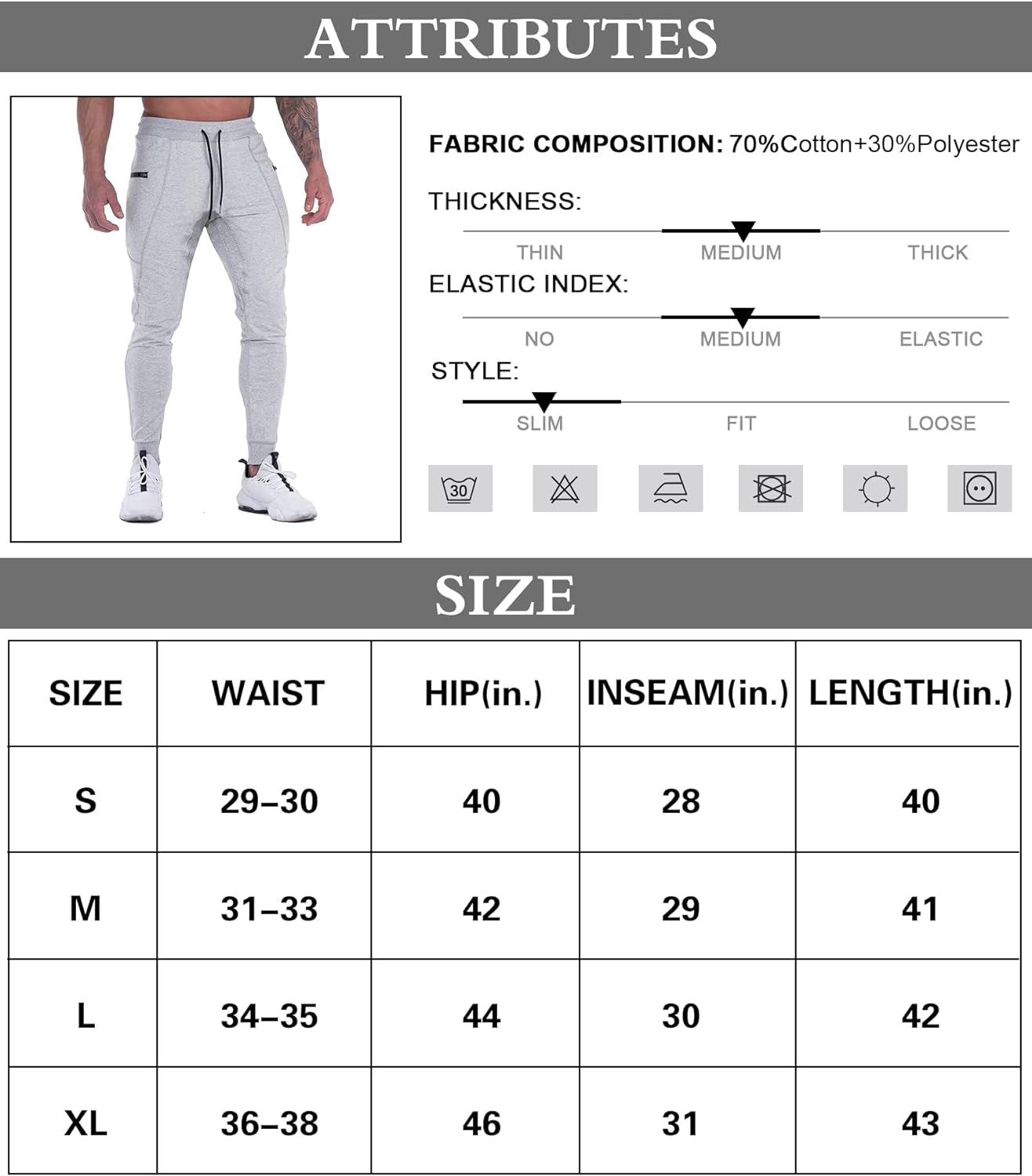 Mens Slim Joggers Tapered Sweatpants Gym Workout Pants for Running Athletic Casual